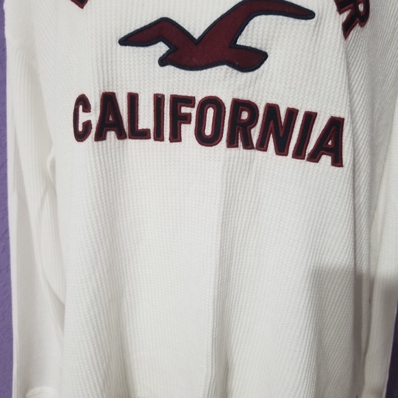Hollister White Ribbed Boyfriend Long Sleeve Tee - Picture 2 of 4